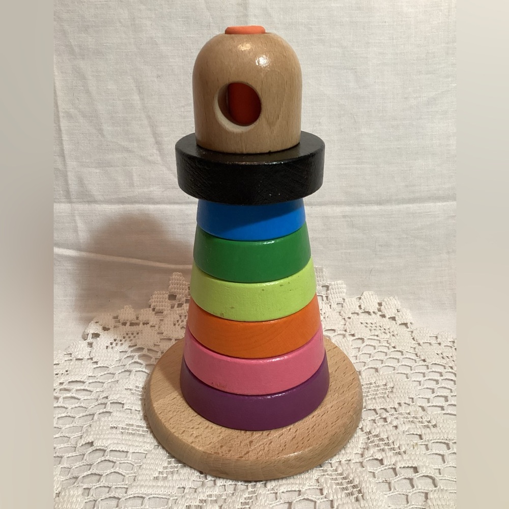 IKEA Wooden Stacking Lighthouse Toy Colorful Toddler Learning Toy